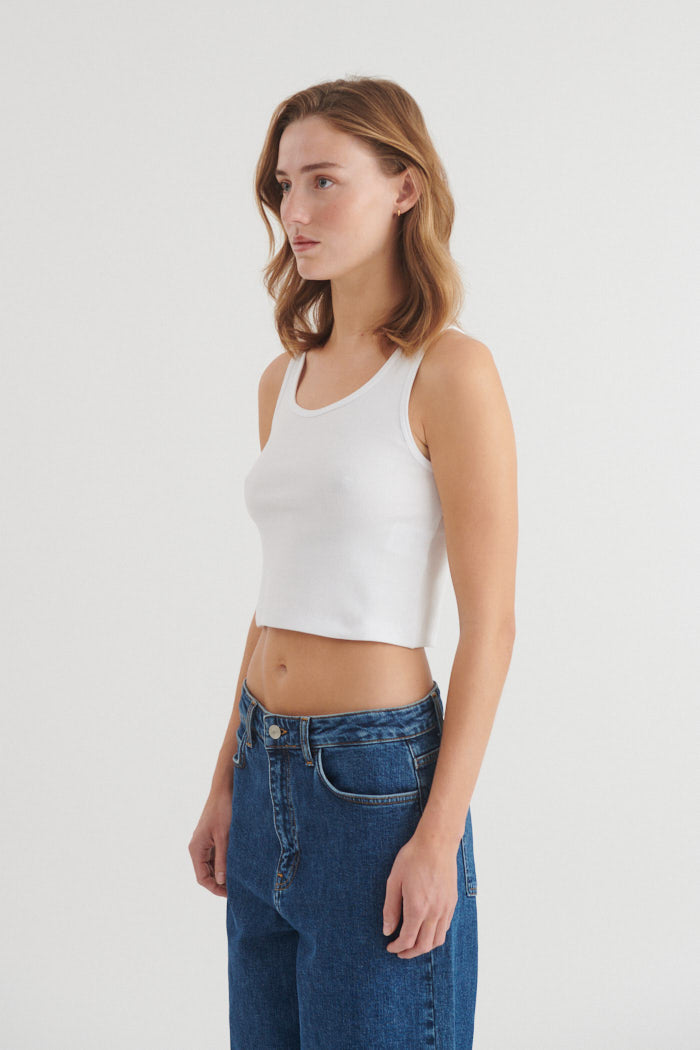Basic Apparel Ludmilla Crop Tank Toppe 423 Bright White